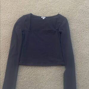 Dark blue garage long sleeve square neck top
